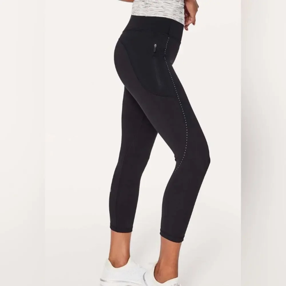 Lululemon Extra Mile Crop Reflective Black Size 4